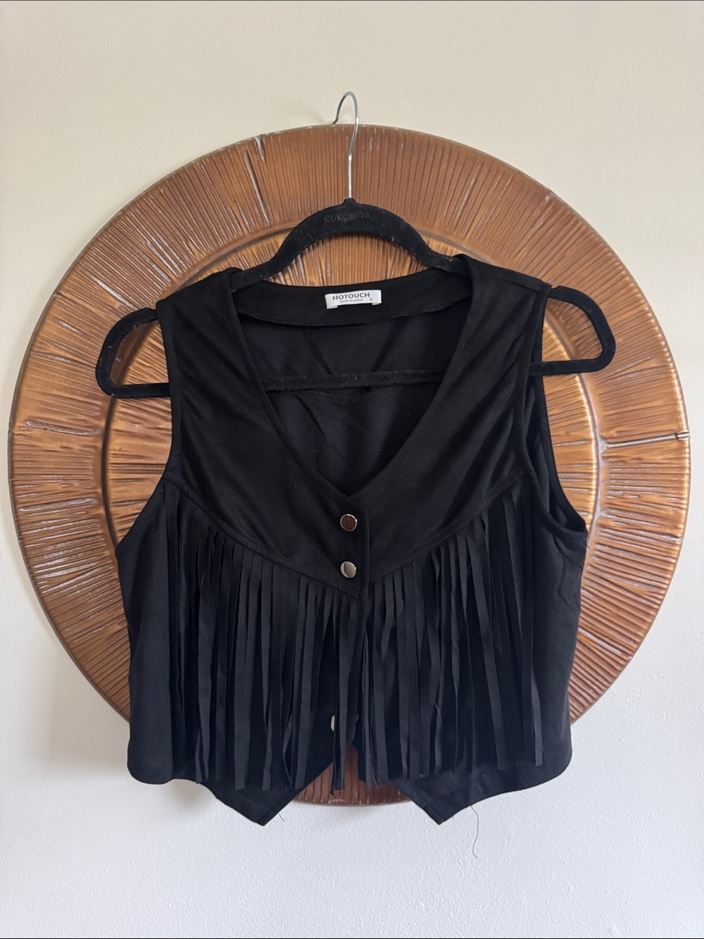 HotTouch Black Fringe Crop Vest | LIKE NEW | S